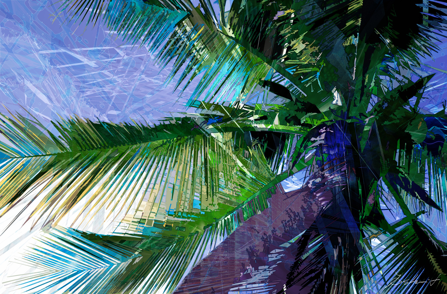 美術で作ったヤシの木 Abstract-world-065 椰子の木 palm tree #1/3 - Yoshi-f-Japan NFTs