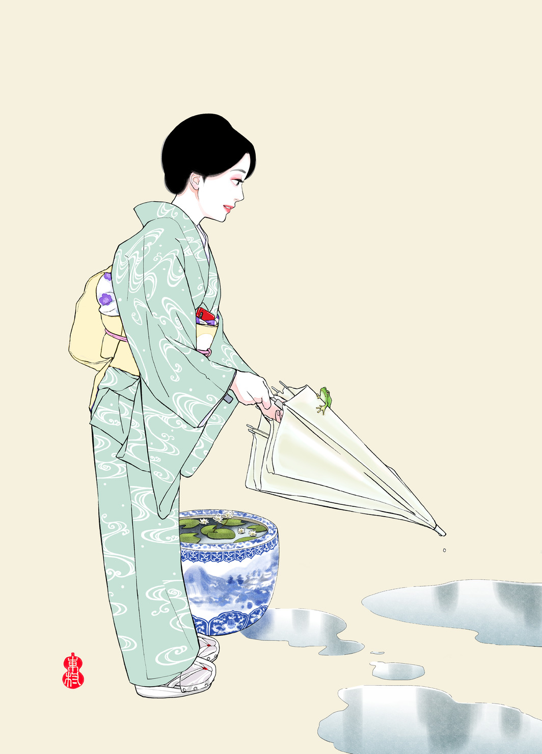 雨上がり #1/9 - 東村アキコNFT「NEO美人画2022」 NFTs | Adam byGMO