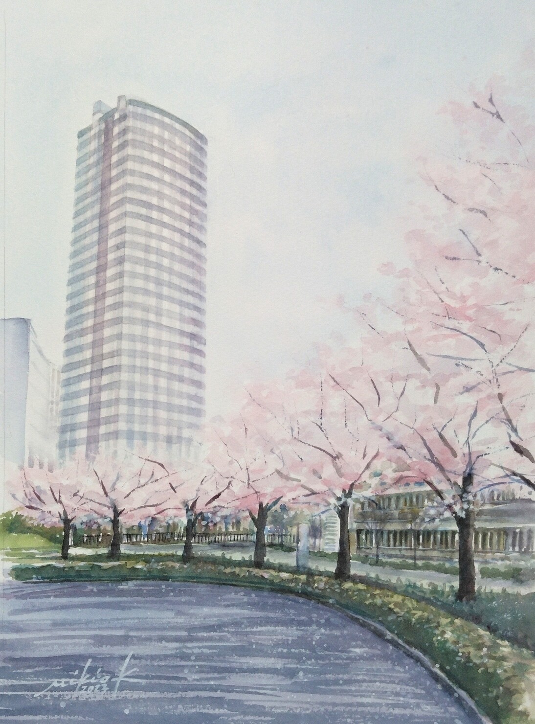 癒しの水彩画＿国立新美術館の桜 - Mikio_kのNFT | Adam byGMO