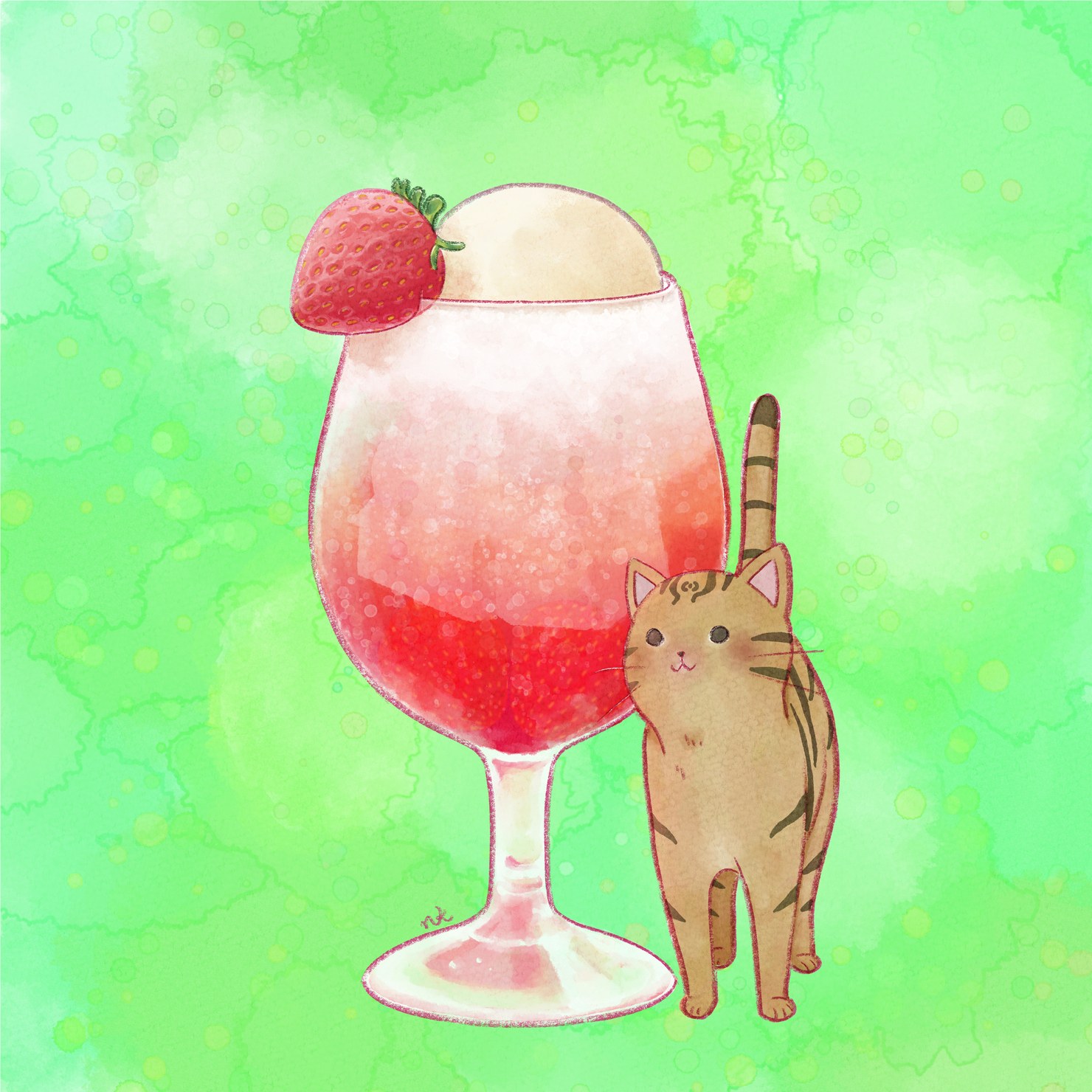 猫といちごクリームソーダ #1/5 - きたがわなつみのストアのNFT | Adam 