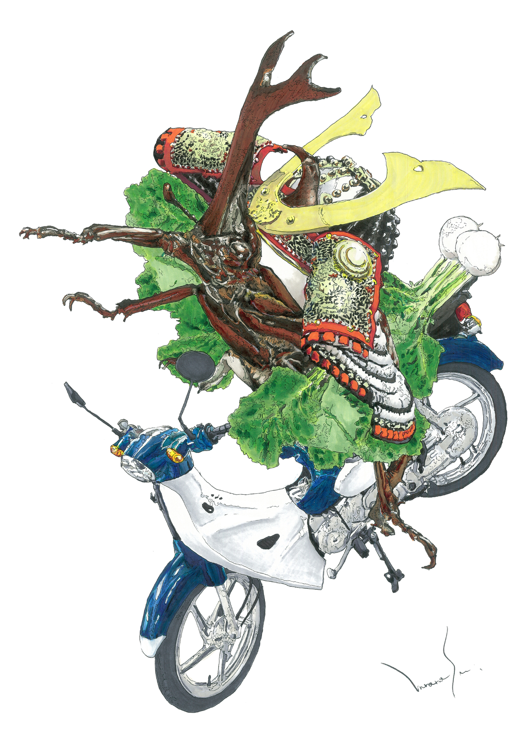 【原画】『カブと、蕪と兜 被っとるカブト』 カブと、蕪と兜 被っとるカブト』 #1/10 - ムラマスカツユキのNFT