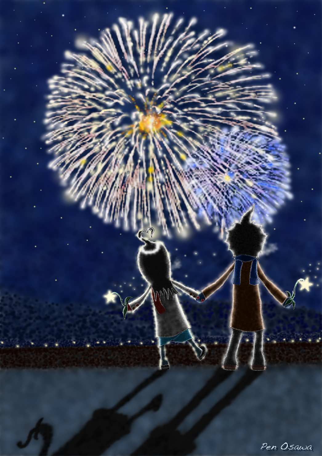 花火の絵 楽天市場】吉岡浩太郎・花火横浜（版画・絵画） : 絵画生活