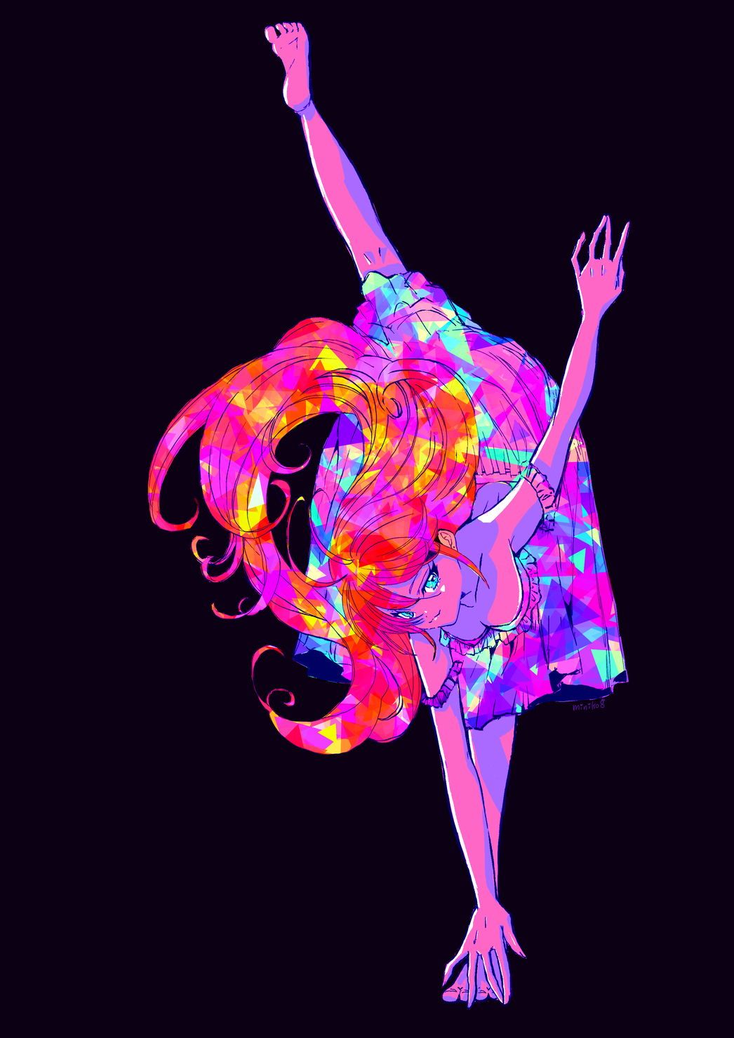 自作の絵画のダンスする子 自作の絵画のダンスする子