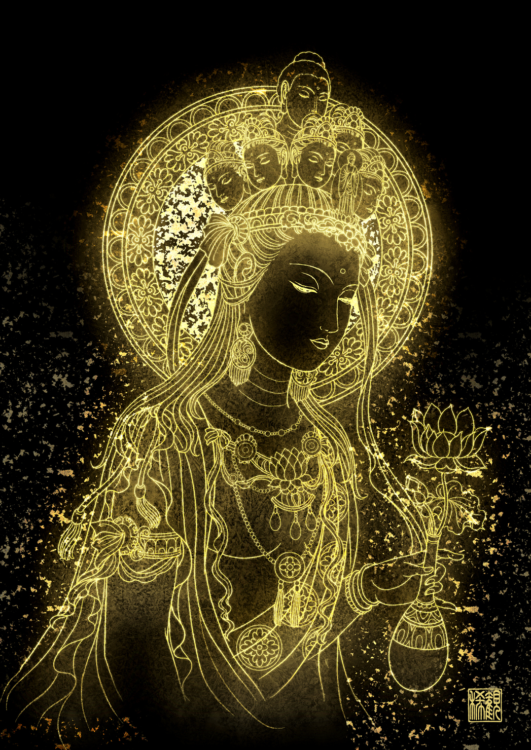 現代アート「見守り観音菩薩」（3D painting） 現代アート「見守り観音菩薩」（3D painting）