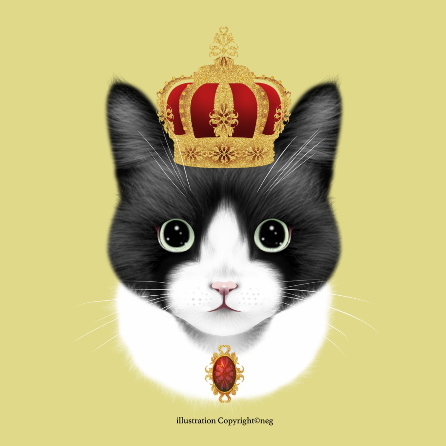 Crown cat-Tuxedo-smoky yellow