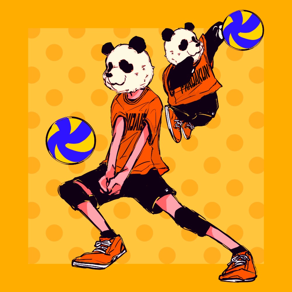 volleyball club panda boy with panda kun