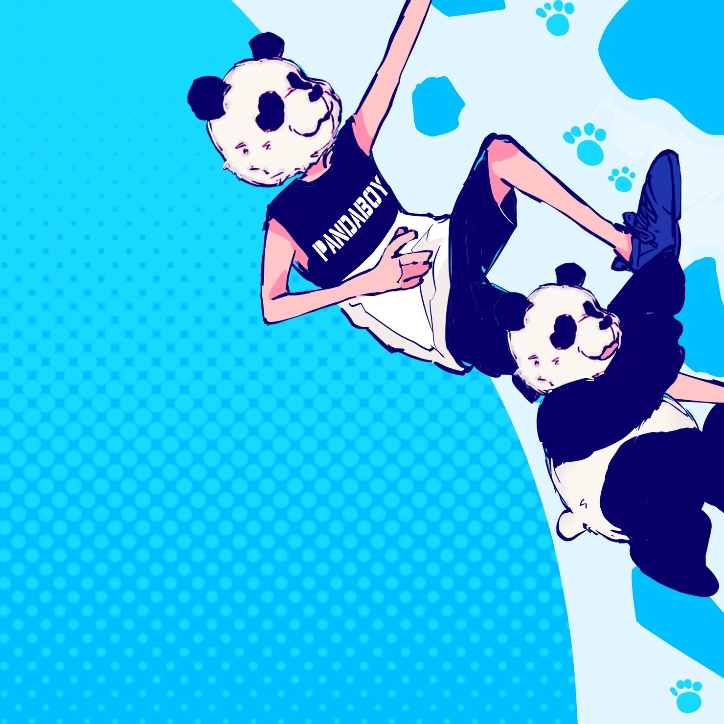 climbing club panda boy with panda kun