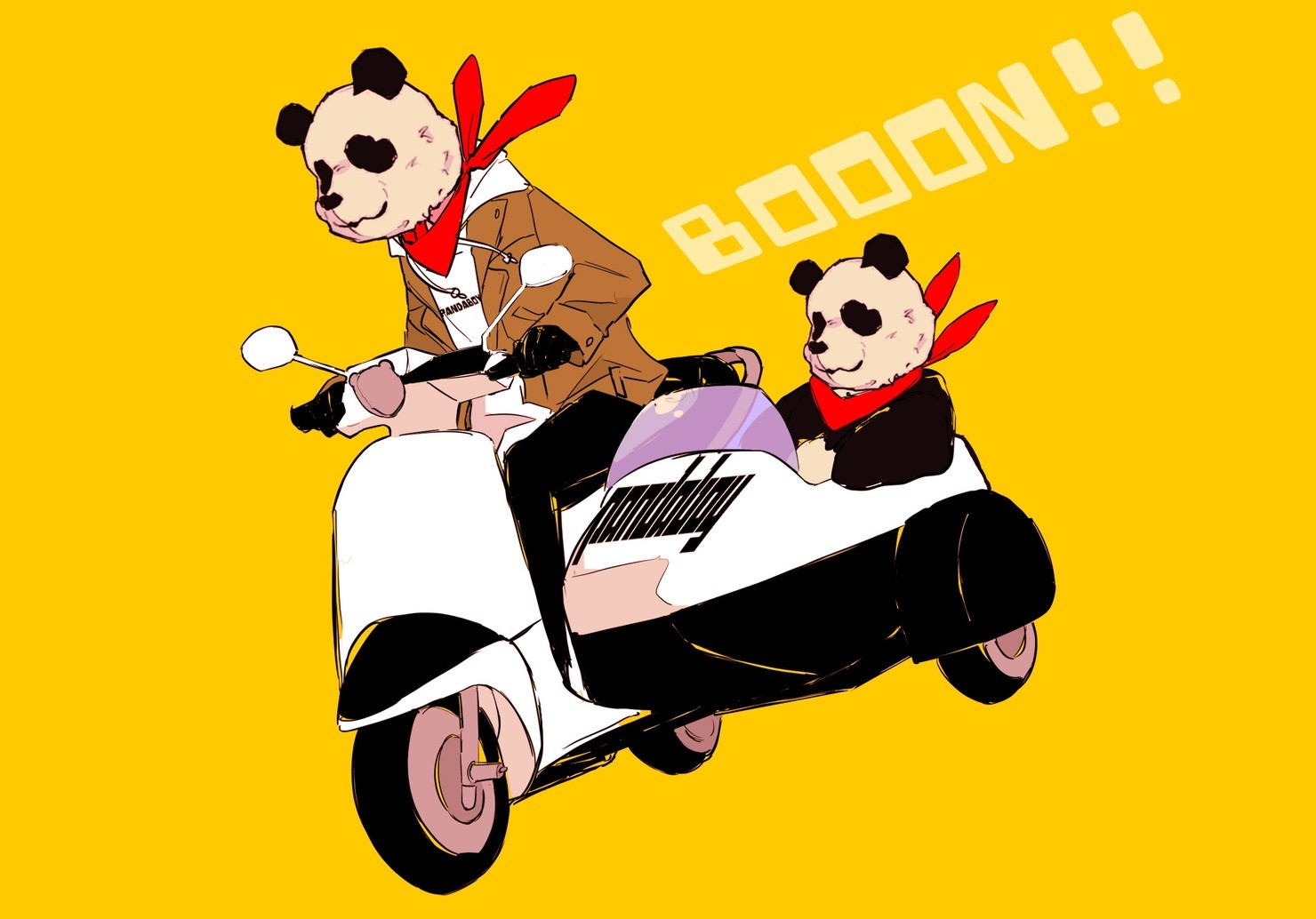 bike panda boy with panda kun