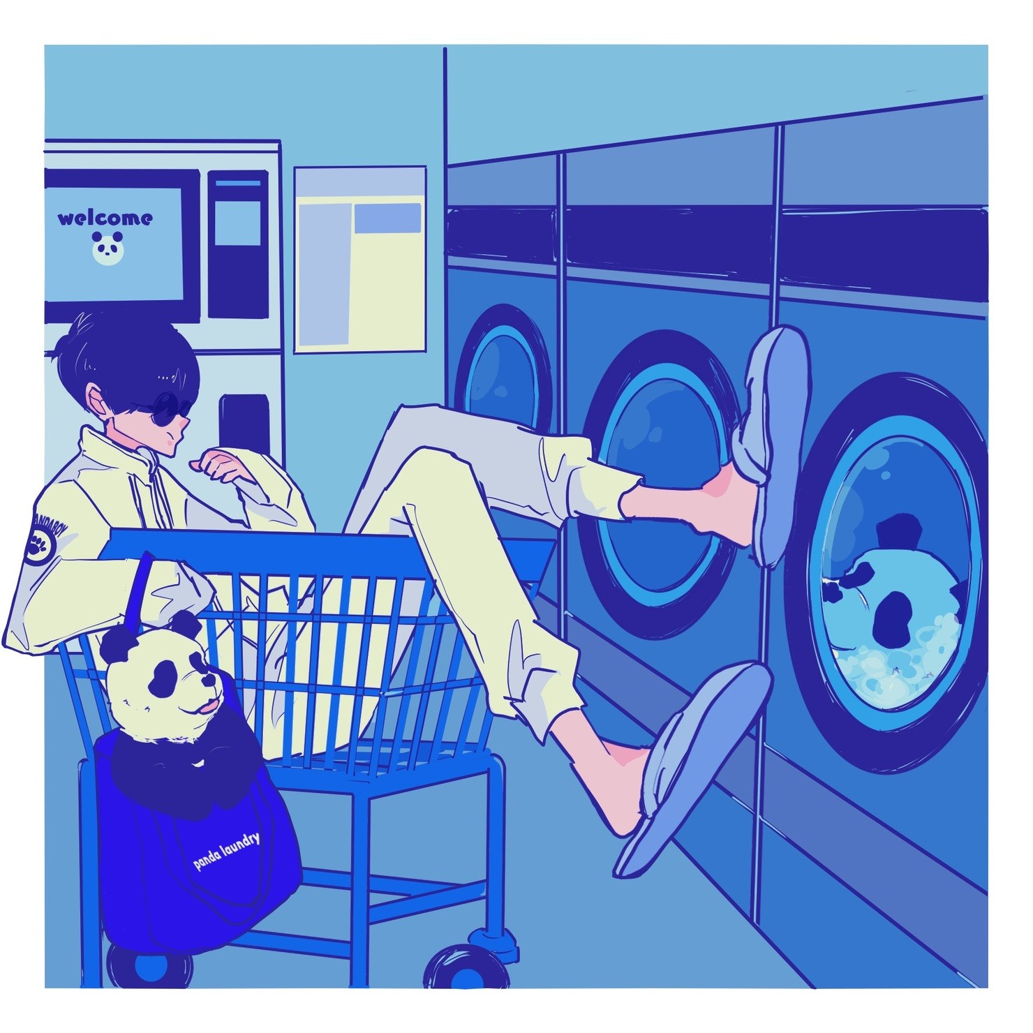 laundry panda boy with panda kun