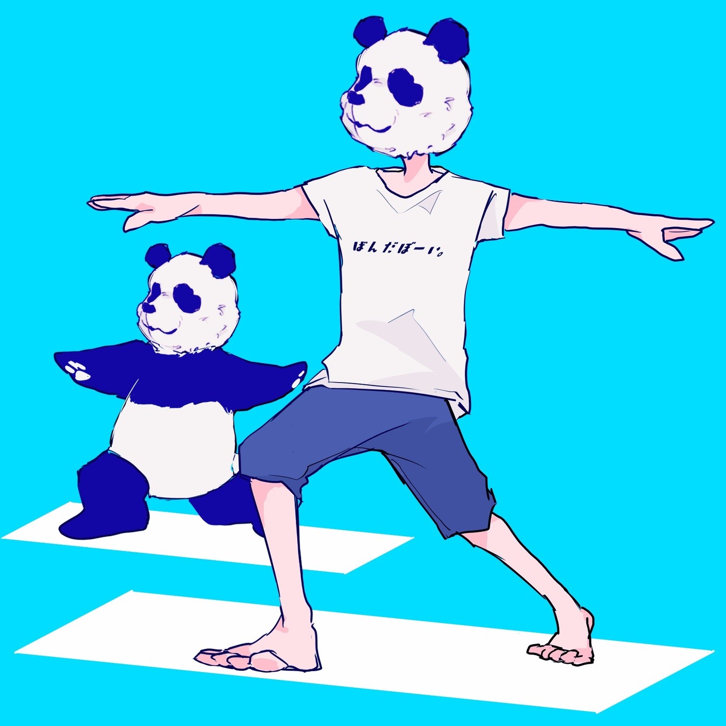 yoga panda boy with panda kun