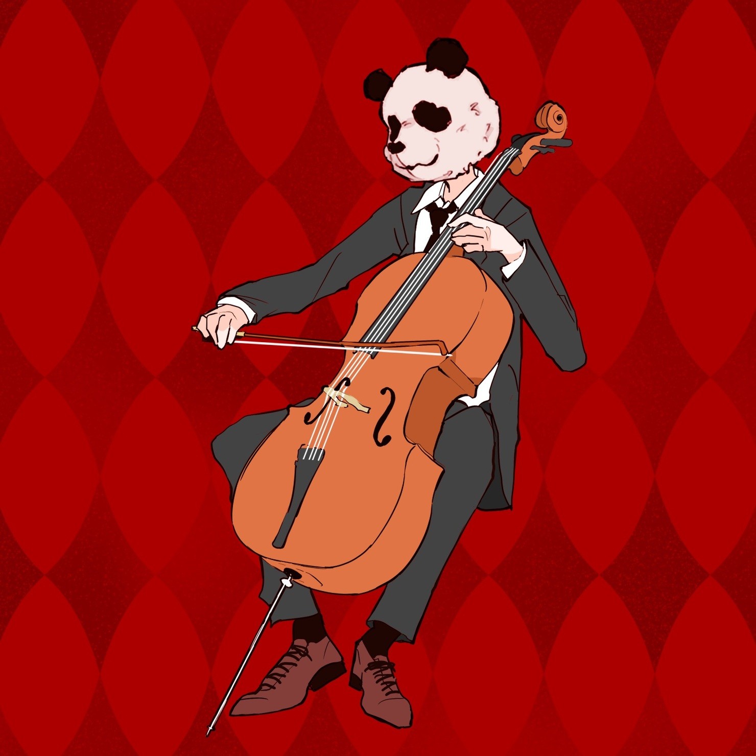 cellist panda boy