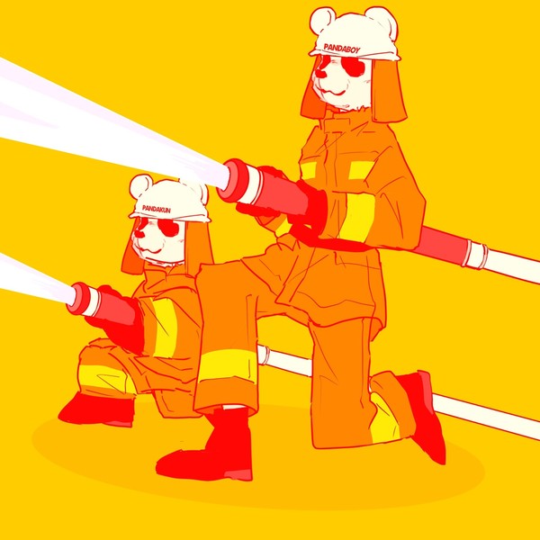 firefighter panda boy with panda kun