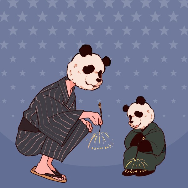 hanabi panda boy with panda kun