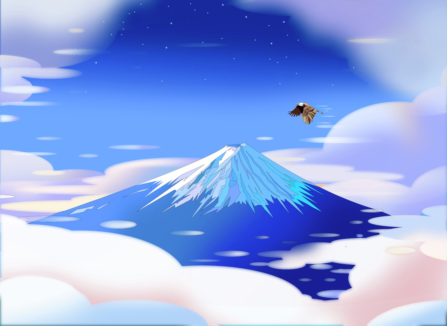 富嶽365景＿雲海の富士に孤高の鷲 #2/3