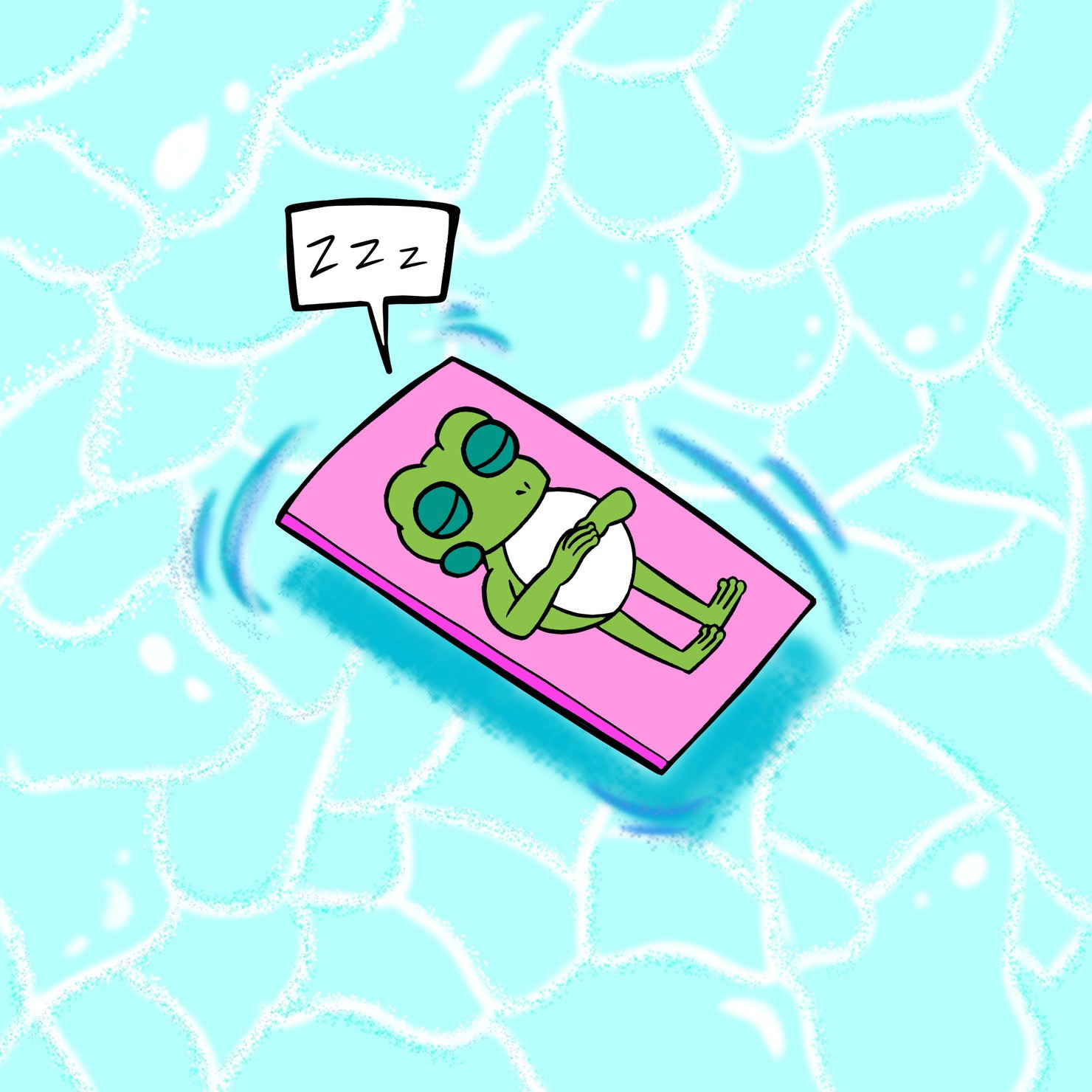 プールですやすや