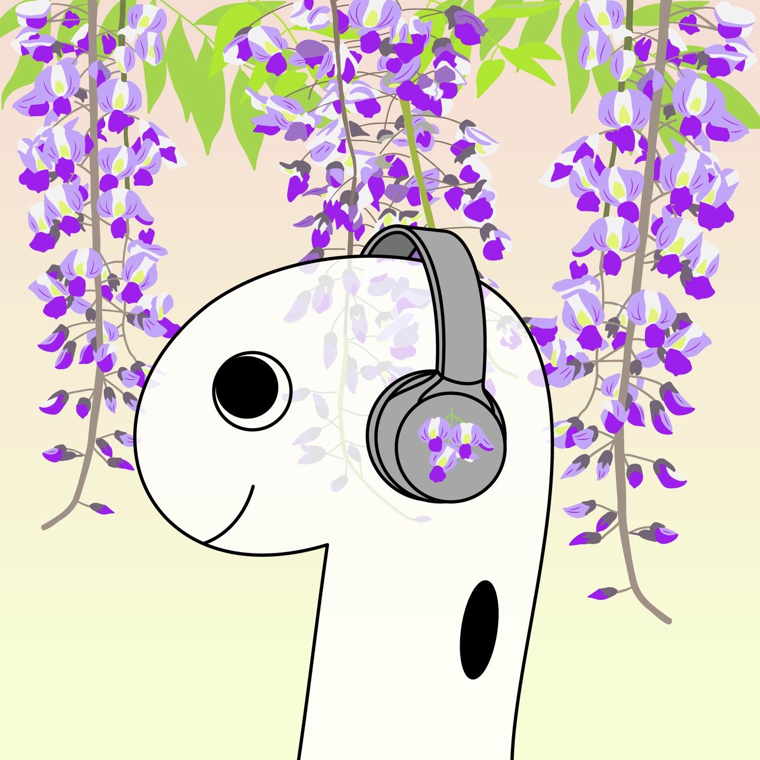 音楽を聴くチンアナゴ その音色は朝焼けの空から降り注ぐ藤の花のようです 背景透過のミニサイズ画像を 保有者限定コンテンツとして追加しています
