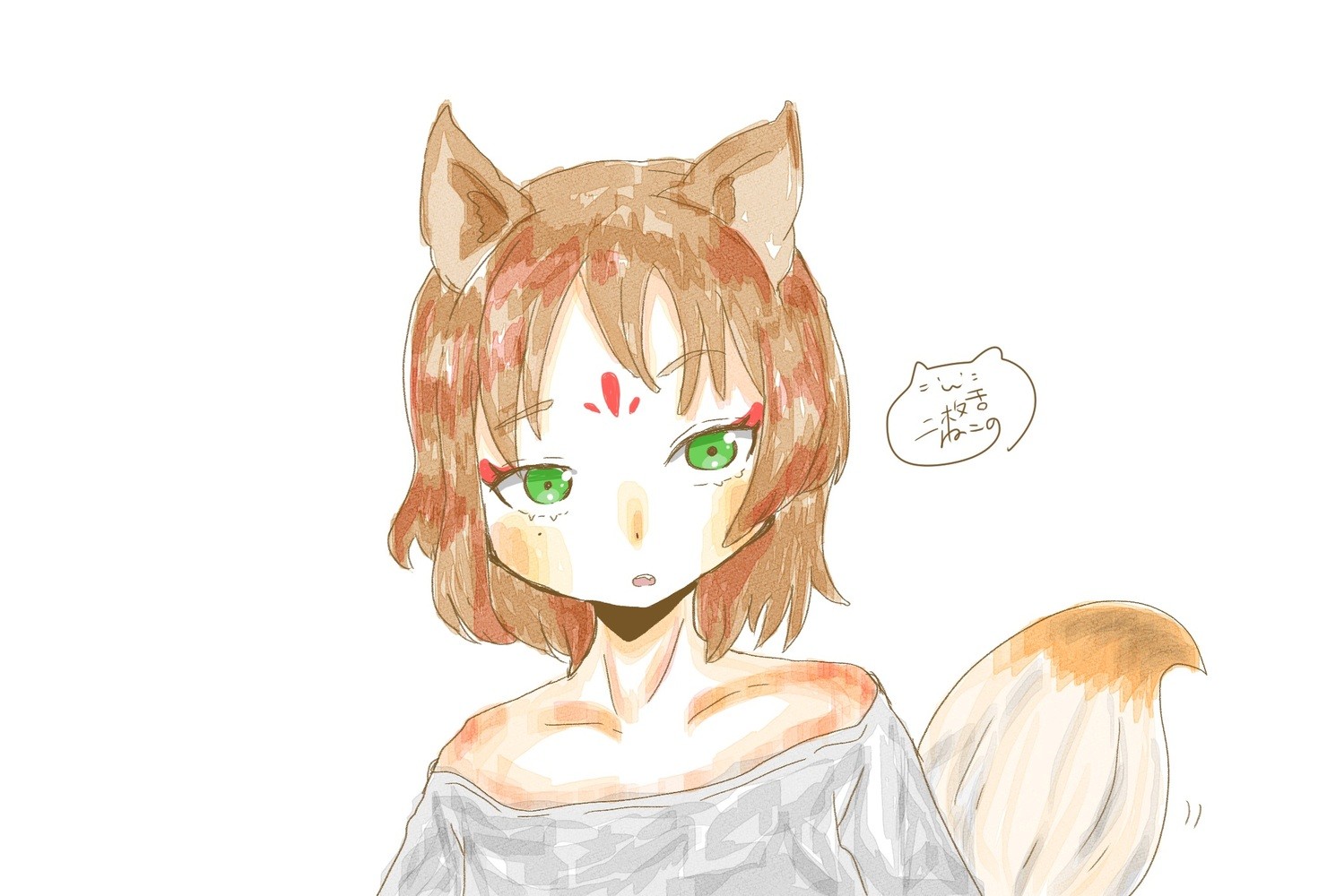 オリジナル手描きイラスト  けもみみっ