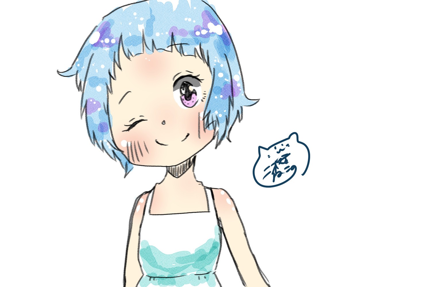 オリジナル手描きイラスト 短髪っ子