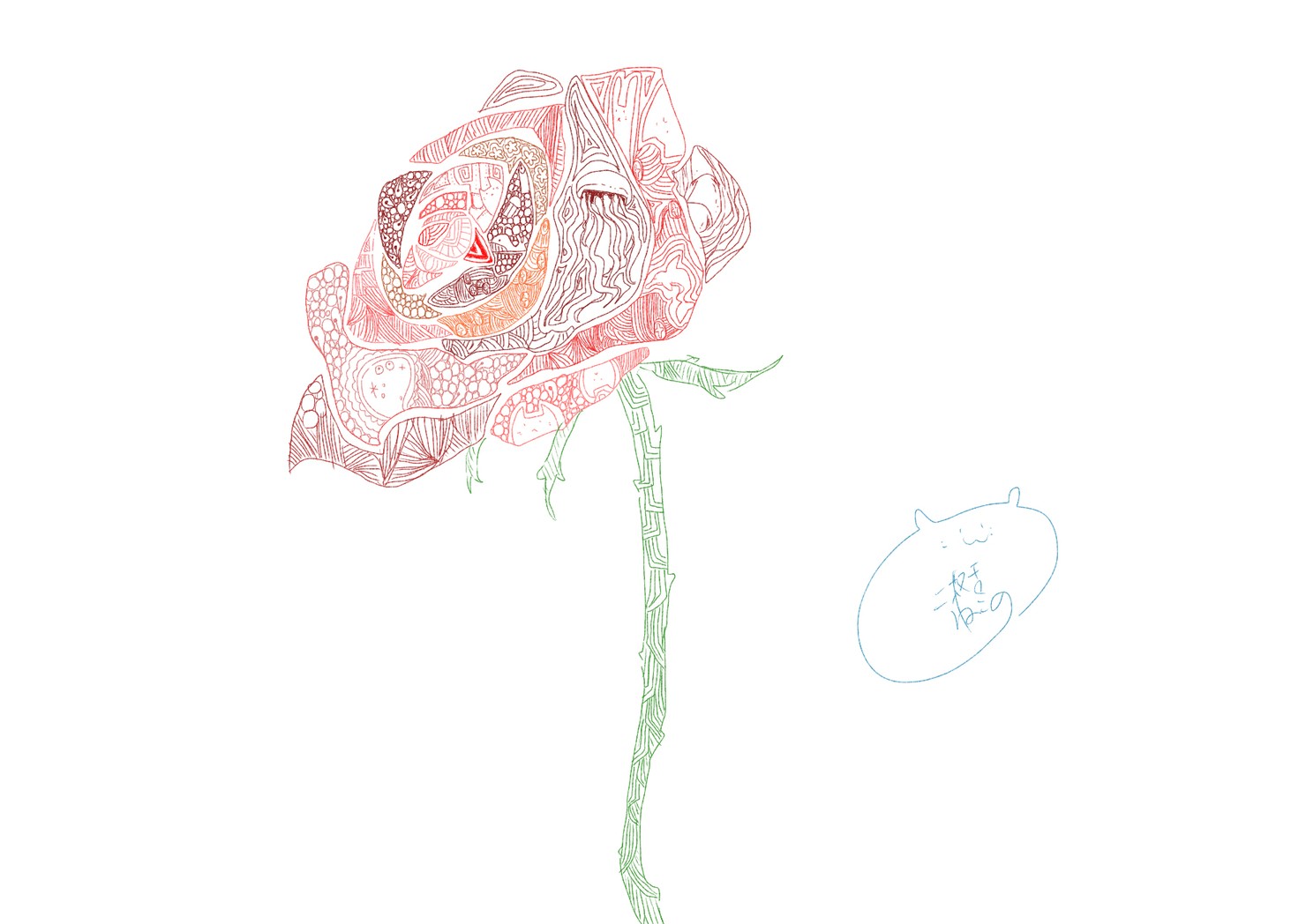 オリジナル手描きイラスト バラ