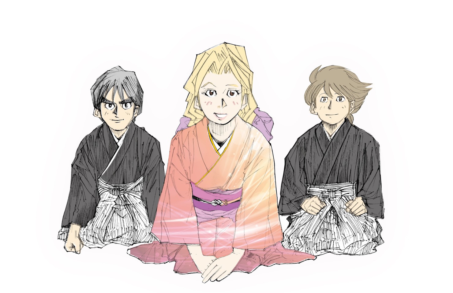 着物と紋付き袴姿でご挨拶