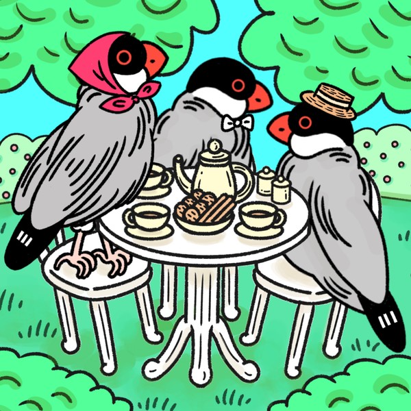 文鳥たちのティータイム