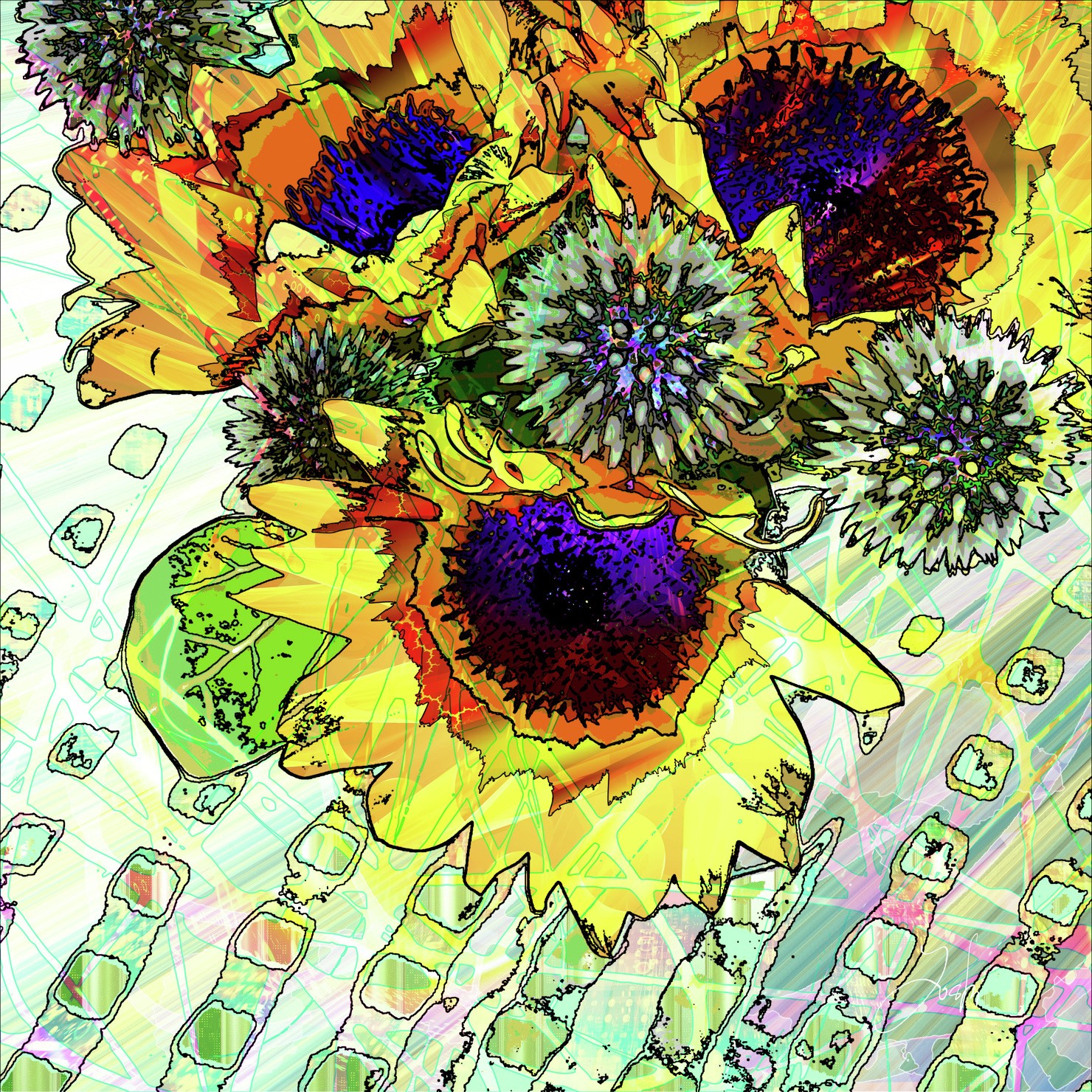 Abstract-world-016 sunflower ひまわり #3/3