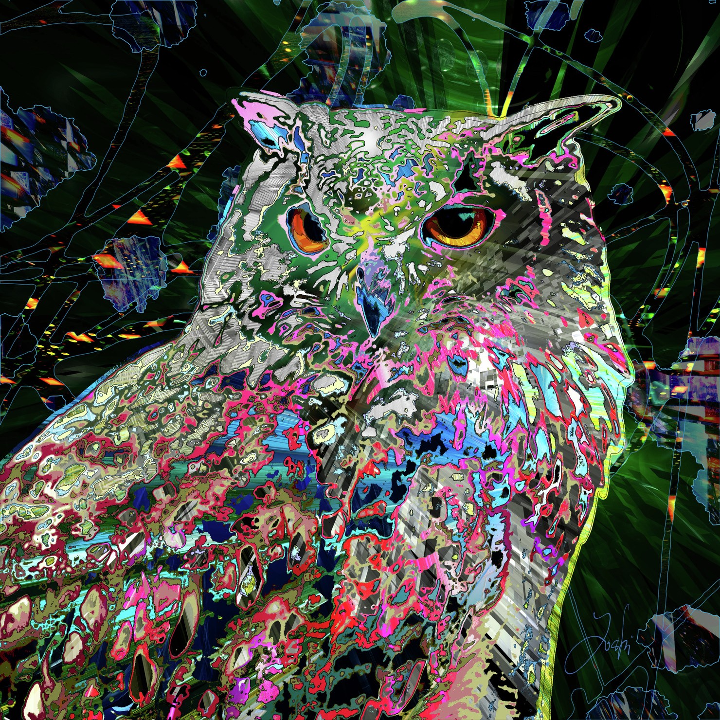 Abstract-world-031 Horned owl  ミミズク #1/3