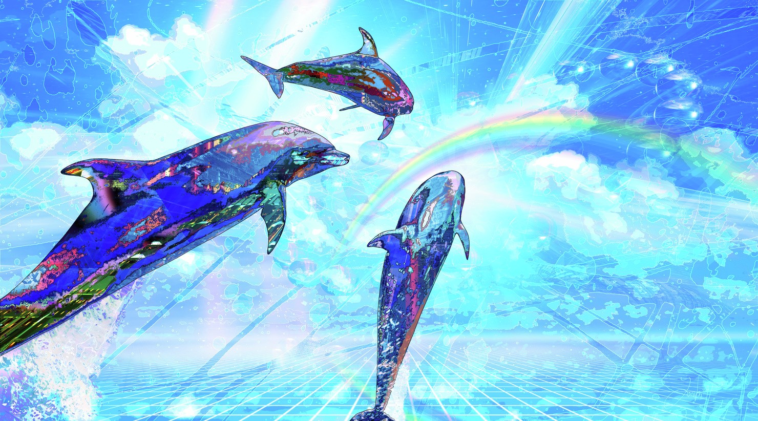 Abstract-world-036 Dolphin sky イルカ #1/3