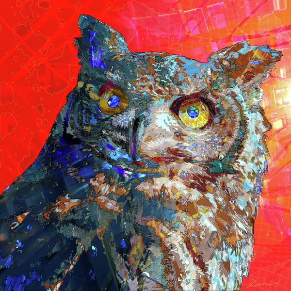 Abstract-world-071 Horned owl ミミズク #1/3