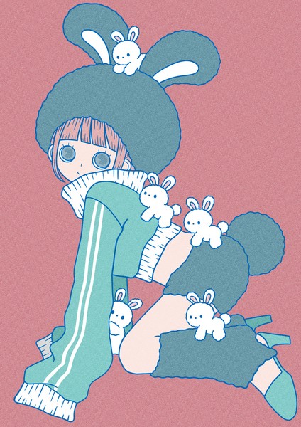 Rabbits and a girl