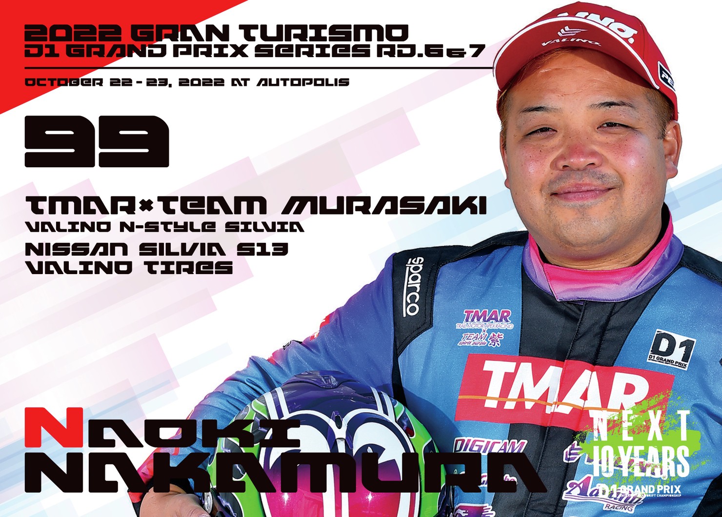 2022GRAN TURISMO D1 GRAND PRIX SERIES Rd.6&7 AUTOPOLIS限定＃99中村 直樹選手ドライバーカード #5/100