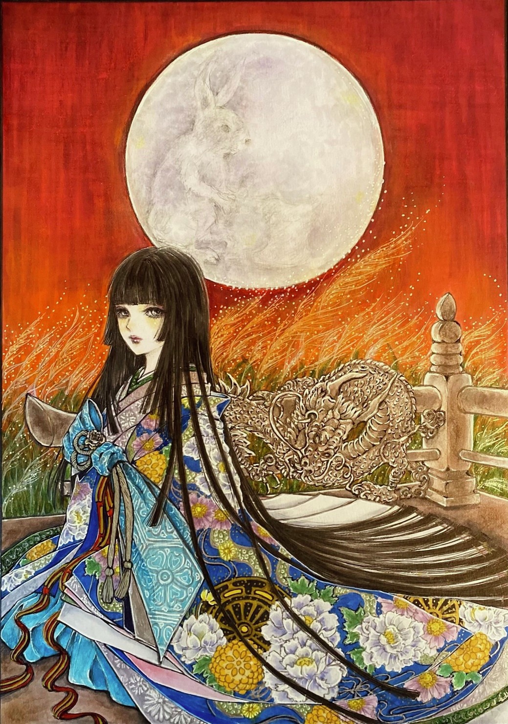 花札五光・芒に月」 kika's art : No.007 - kika's illustrationのNFT | Adam byGMO