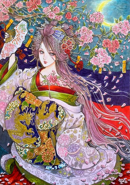 「花札五光・桜に幕」 kika's art : No.022 #9/10