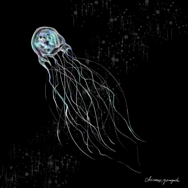 Jellyfish（クラゲ）/ファブリックアート（縦450mm×横450mm×厚み