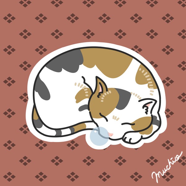 鼻提灯猫：まるまり三毛猫