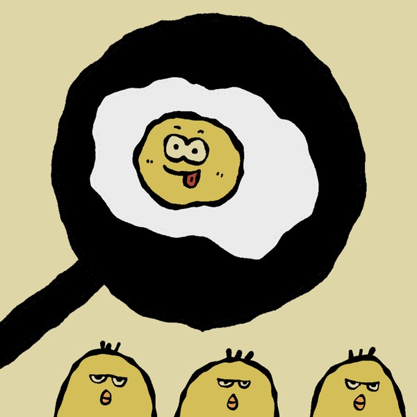 目玉焼きを眺めるヒヨコ達 #1/5