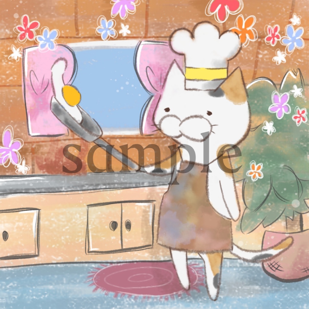 猫のカラフルな朝食 #1/10