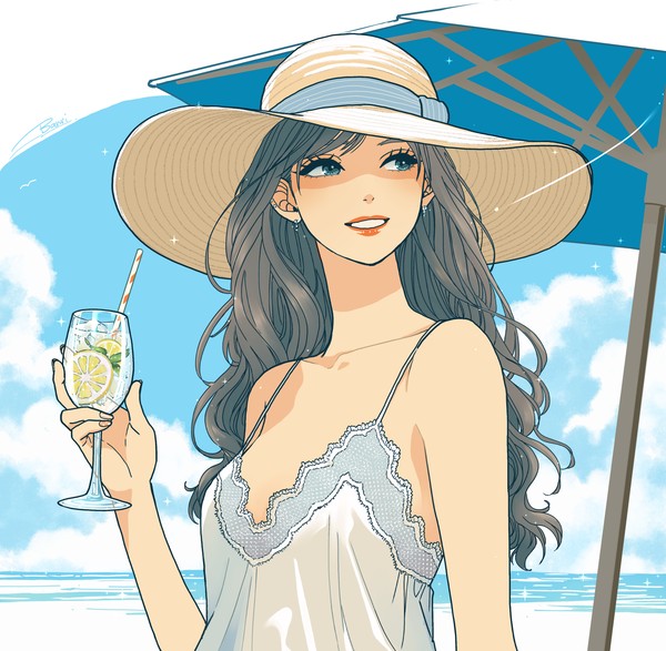 夏の海で