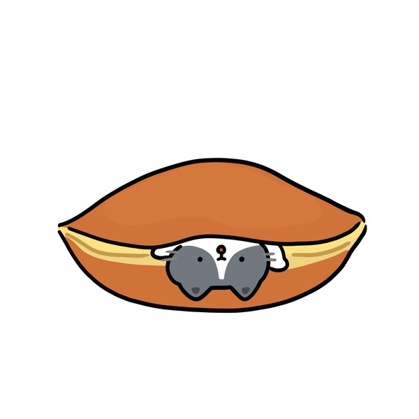 どらやきにはさまれるはちわれ