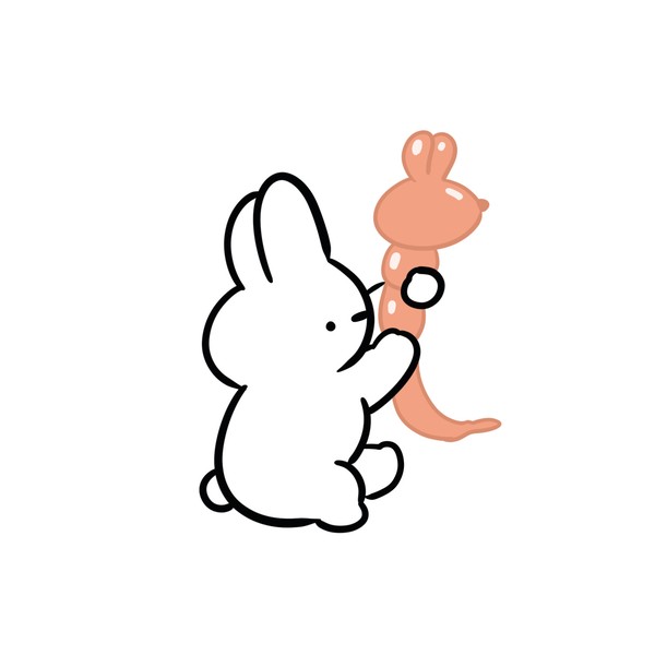 ばるーんであそぶうさぎ