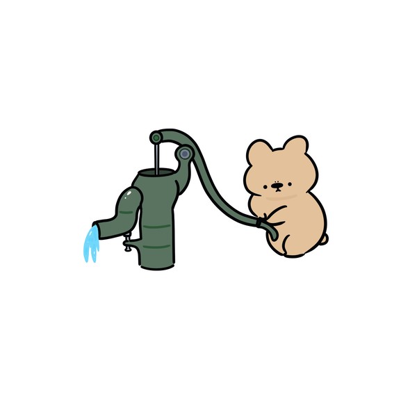 いどみずをくむくま