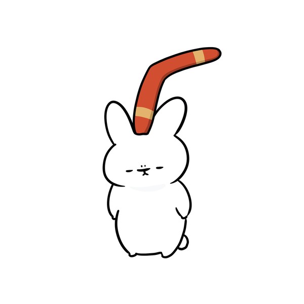 ぶーめらんにちゃくりくされたうさぎ