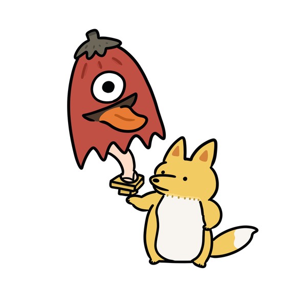 かさのおばけをかうきつね