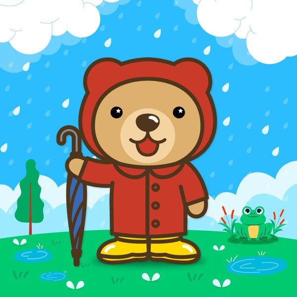 くまポン_雨 #12/300