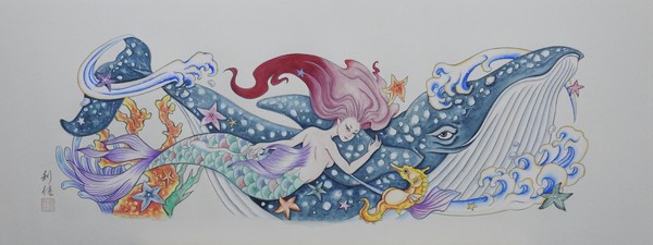 2024年度作品『宮本武蔵と巨鯨 おくり絵 (みやもとむさしときょげい おくりえ)』原画/作：塚本 利佳 #10/10