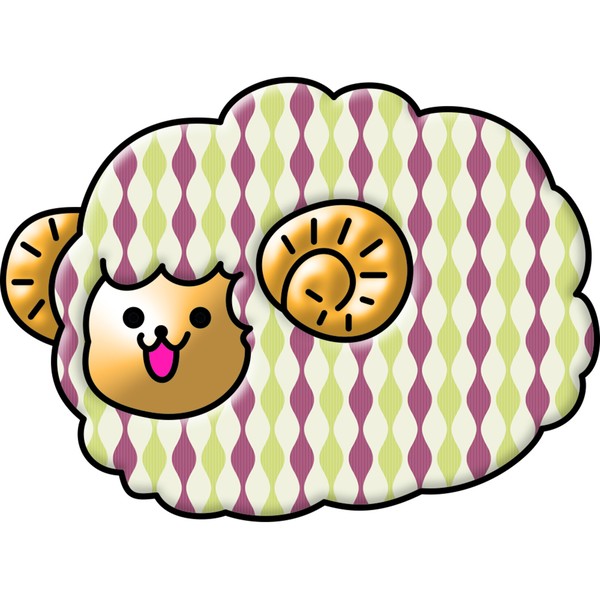 羊のこっとんくんレトロストライプ_紫 #1/100