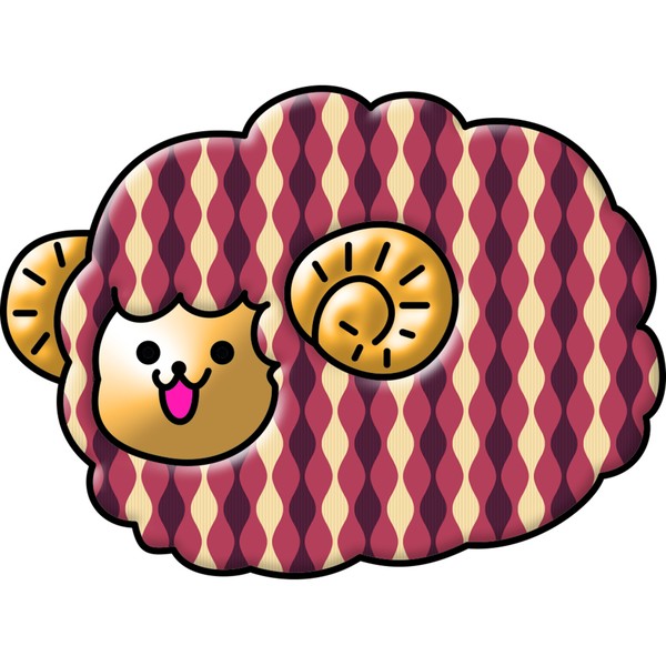 羊のこっとんくんレトロストライプ_ワインレッド #1/100