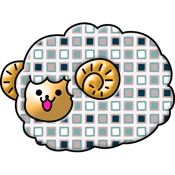 羊のこっとんくんレトロ四角_グレー #1/100