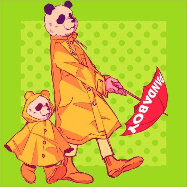 rainy day panda boy with panda kun