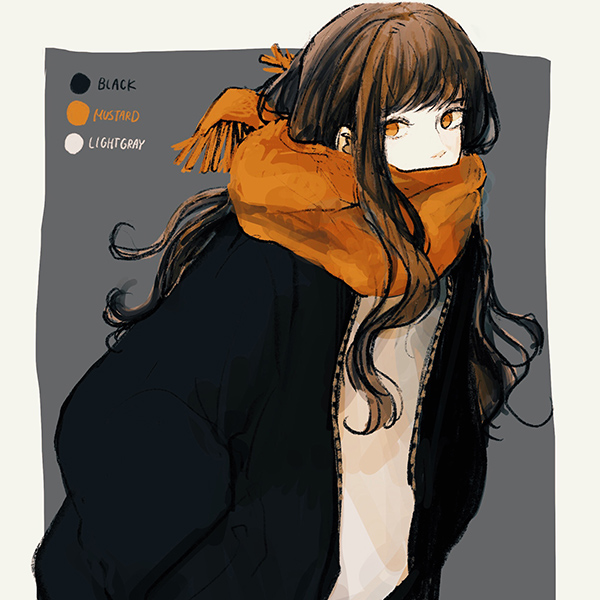 差し色マフラーとボアジャケット Unoのnft Adam Bygmo